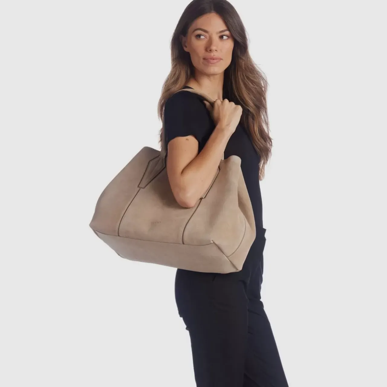 Aquatalia Handbags-Parma Carryall Light Taupe