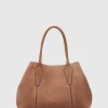 Aquatalia Handbags-Parma Caryall Brandy/Cognac