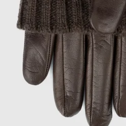 Aquatalia Gloves-Sweater Cuff Glove Brown
