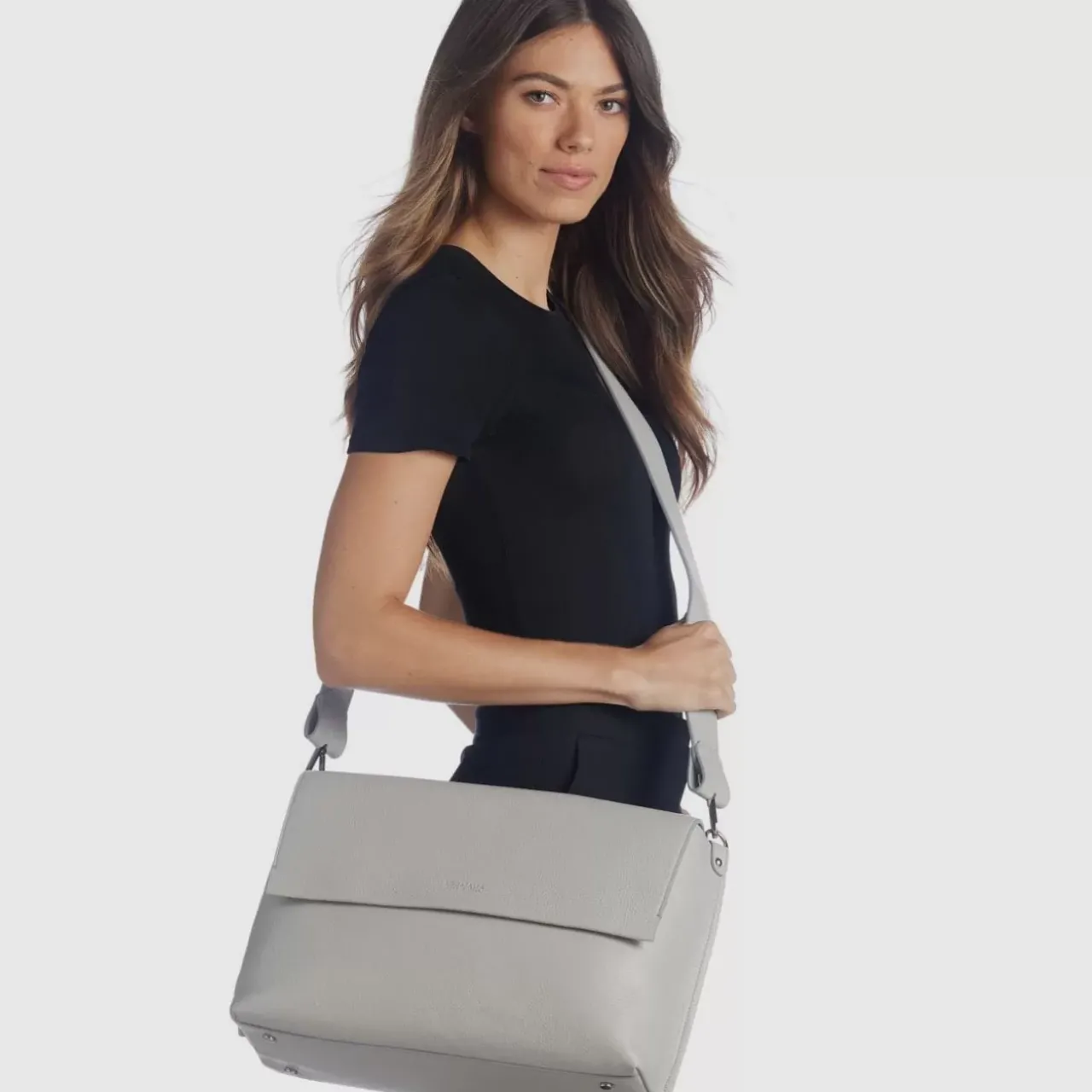 Aquatalia Handbags-Verona Messenger Pearl